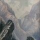 Original watercolour painting "Animated Mountain Landscape" Switzerland? + frame