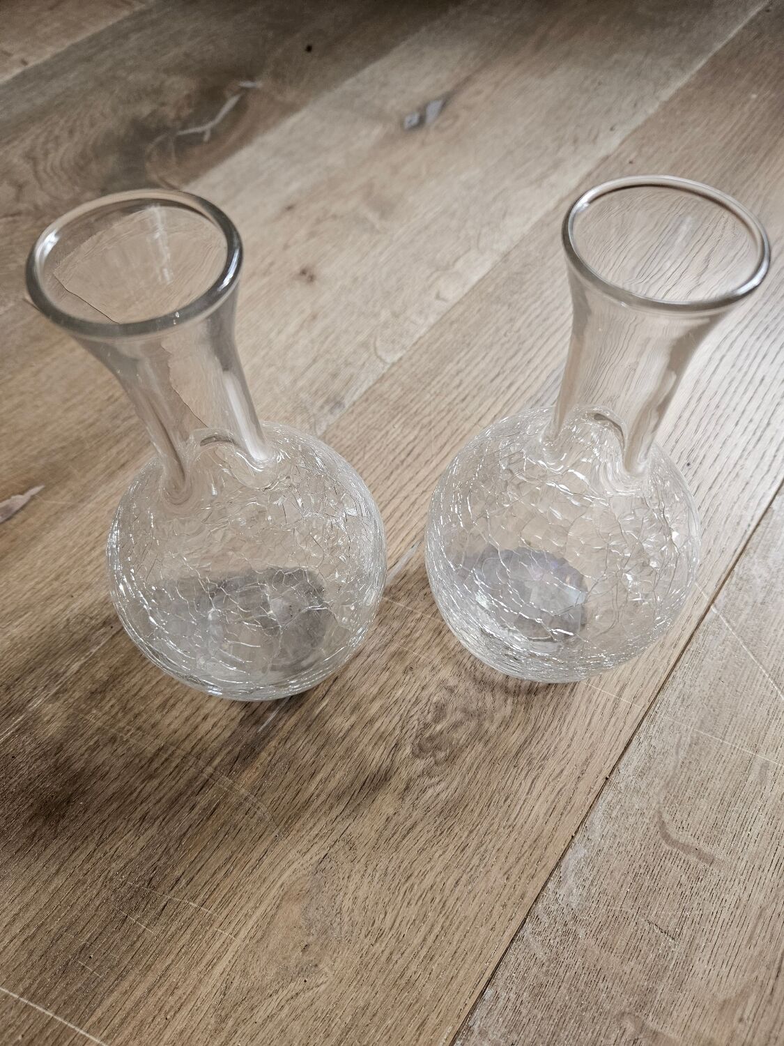 Pair of cracked glass vases