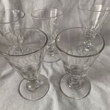 Suite of 5 old Baccarat walking glasses in crystal and glass