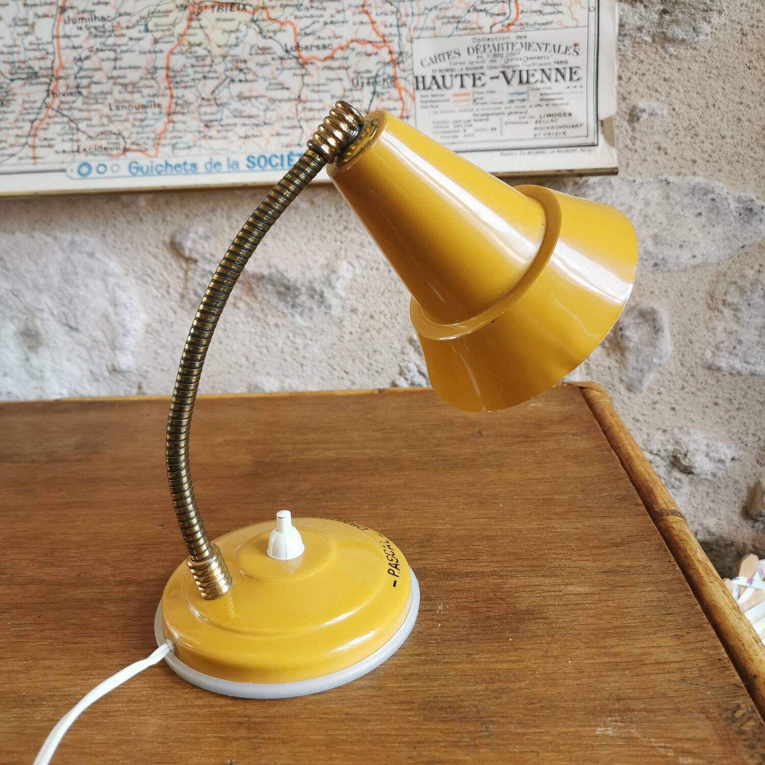 Vintage yellow cocotte lamp from the 60s