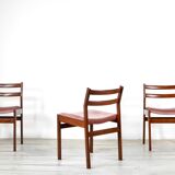 Set of 4 Midcentury Teak and Velvet Chairs by White and Newton
