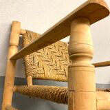 Wood and rope armchair and footrest