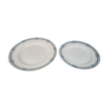 Set of 2 round dishes trundle in Iron Earth Sarreguemines model Carina decoration blue frieze