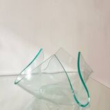 1970s glass trinket tray shaped like a handkerchief