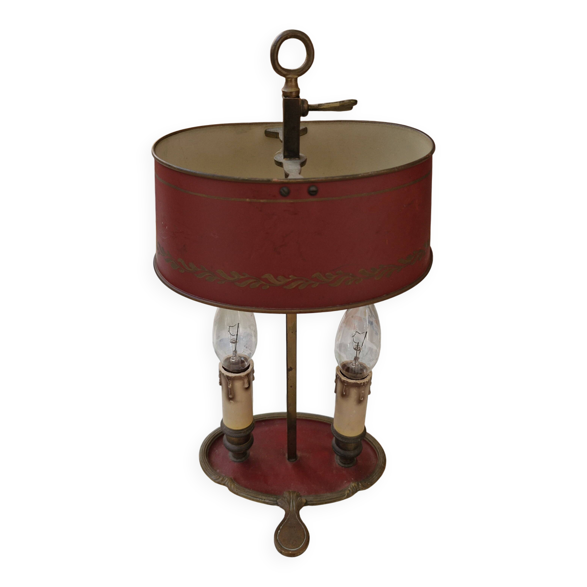 Old silver-plated bronze lamp, except for the arms which are not silver.