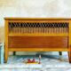 Vintage wooden and rattan toy box