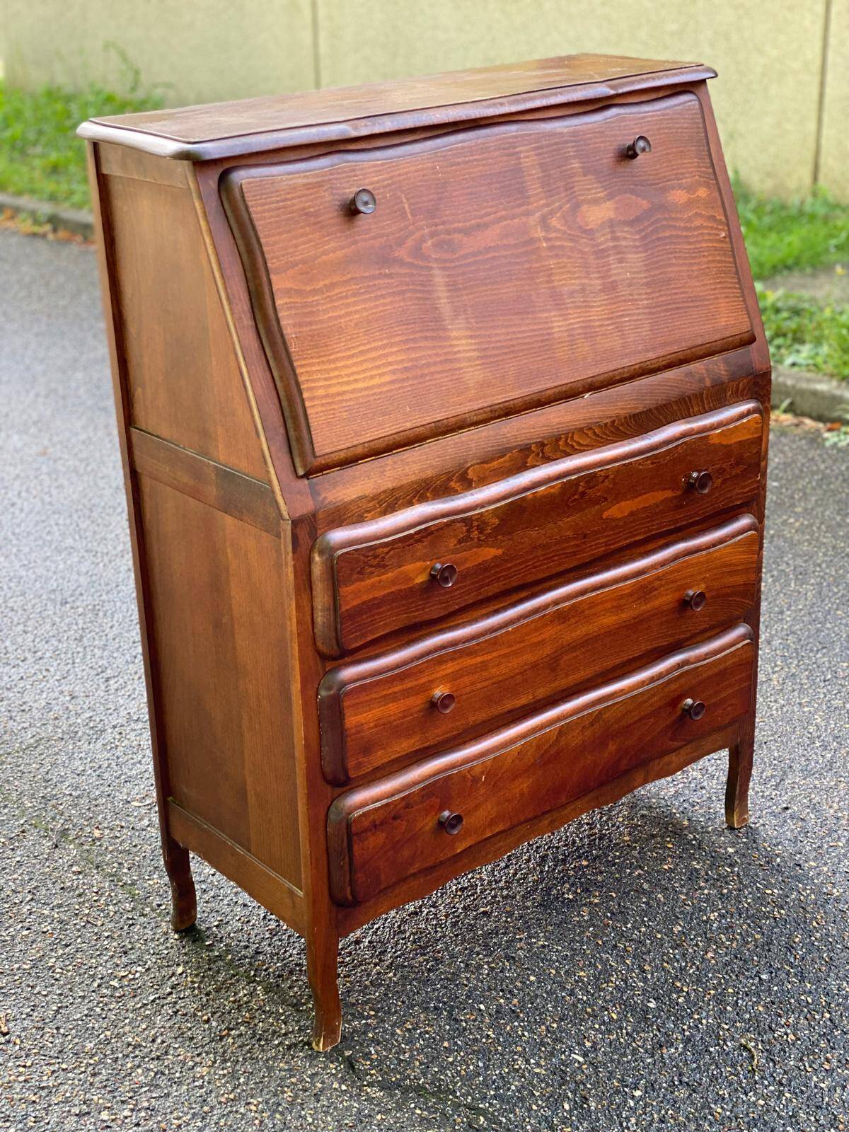 Louis XV style solid wood secretary
