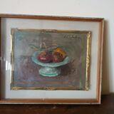 Nature morte, peinture à l'huile sur isorel osman lorenzo de scolari (1908-1988)