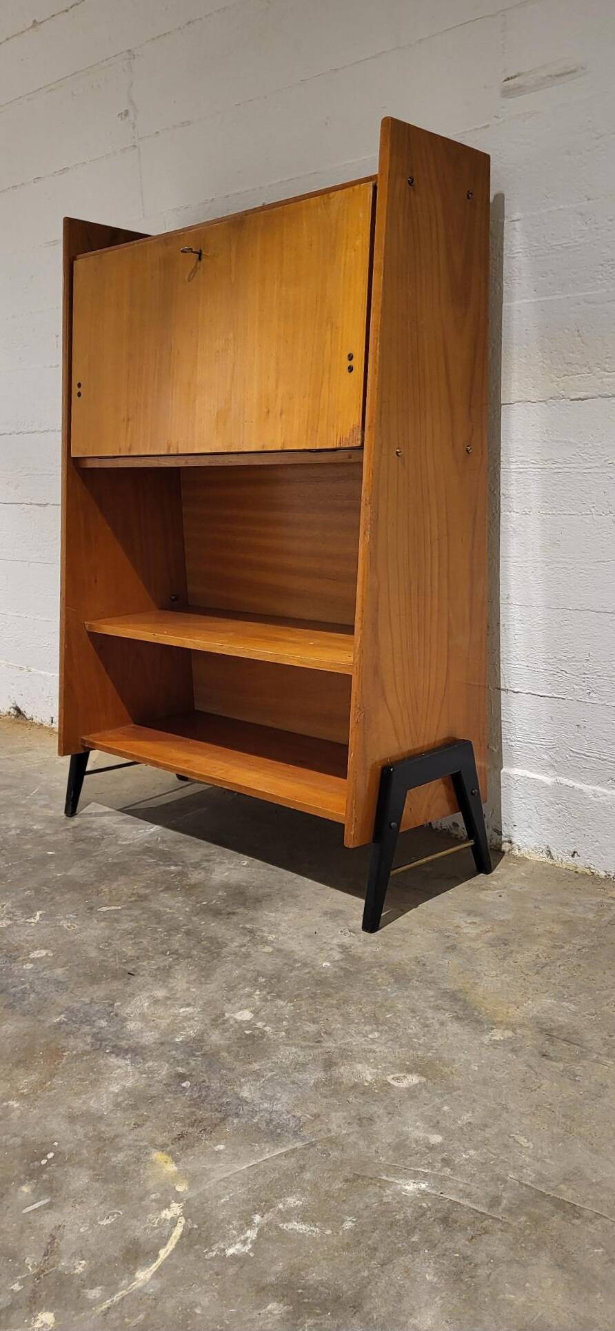 Vintage secretaire with bookcase, 1950s