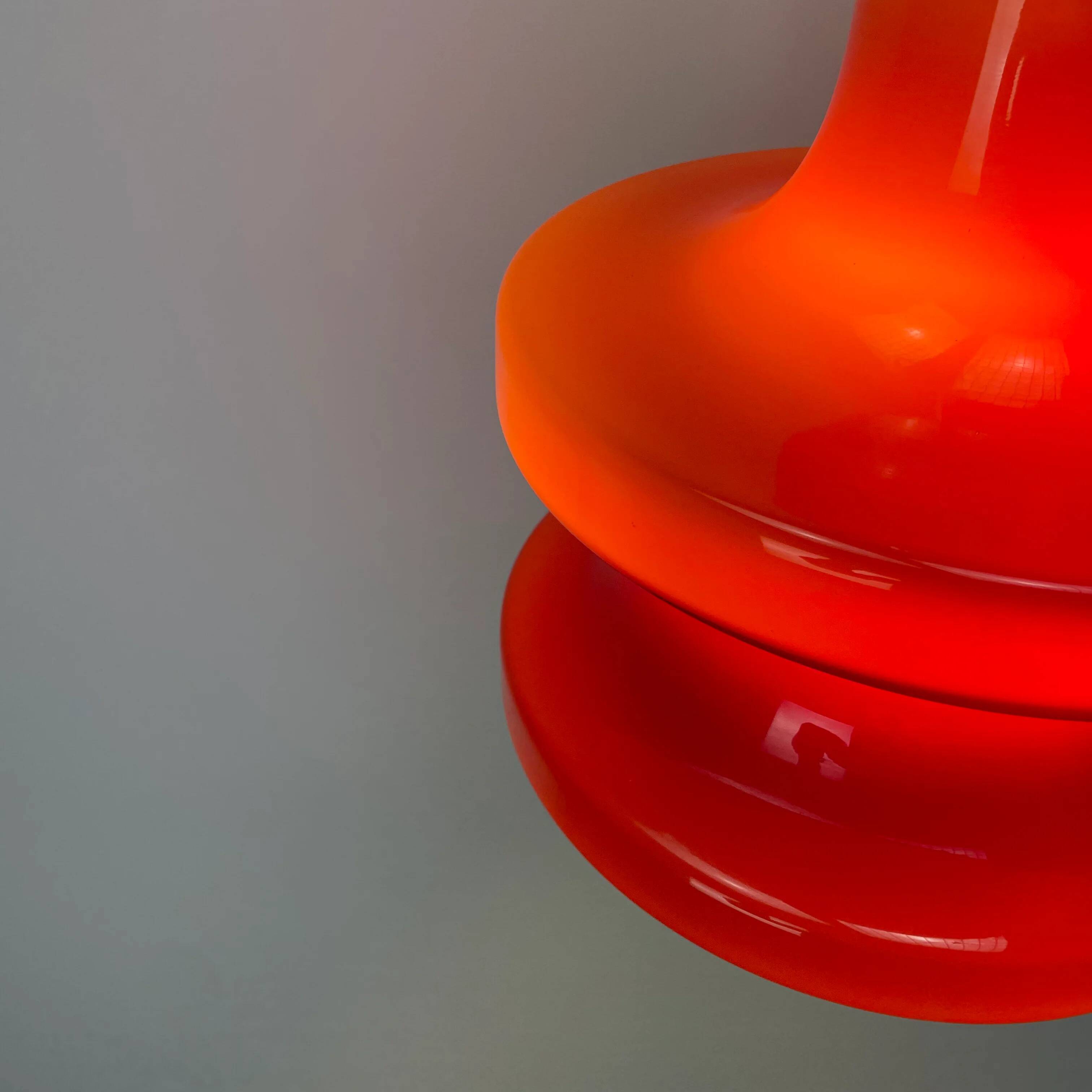 Large red glass pendant light by Peill and Putzler XL 1960