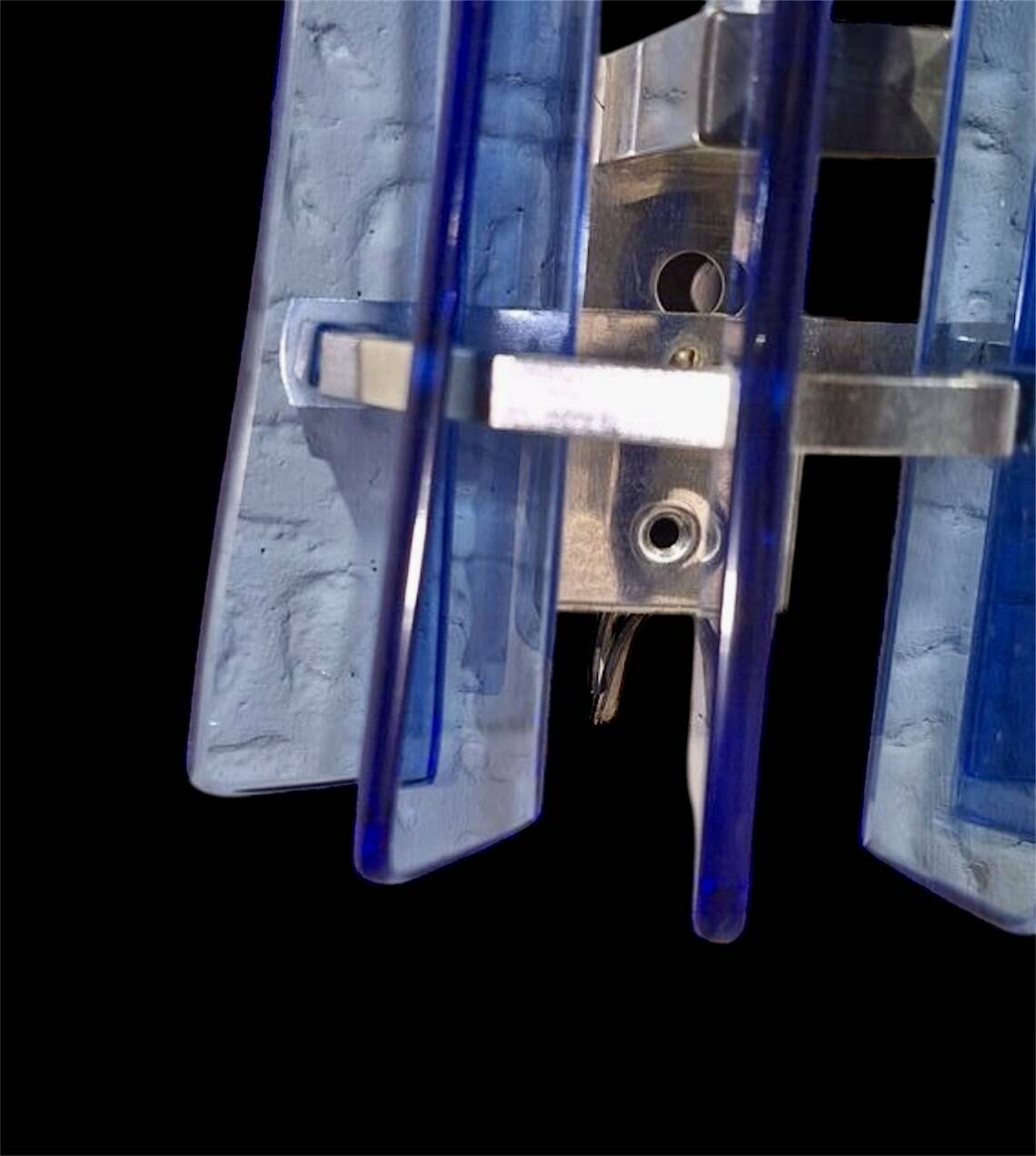 Veca wall lights blue glass chrome structure space age, 1960s