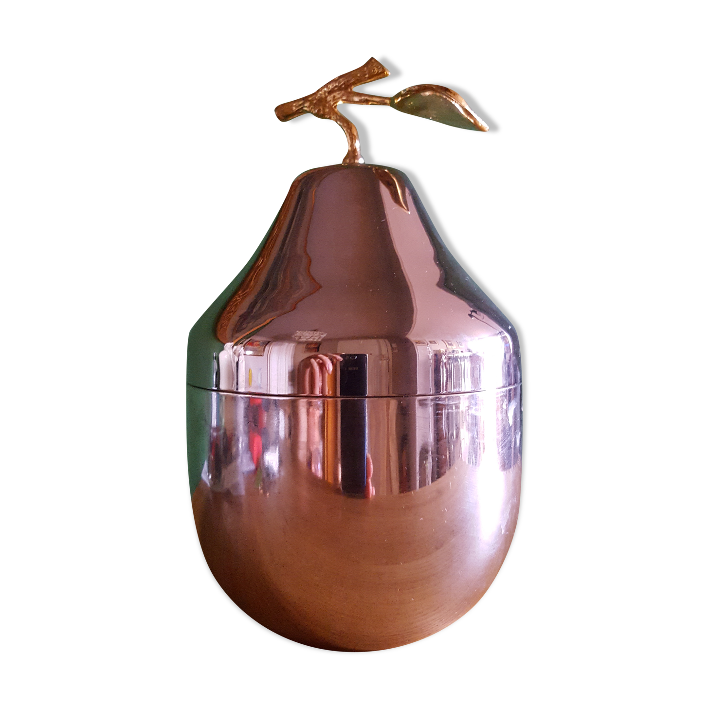 Vintage pear ice bucket in silver plated metal (silver plate)