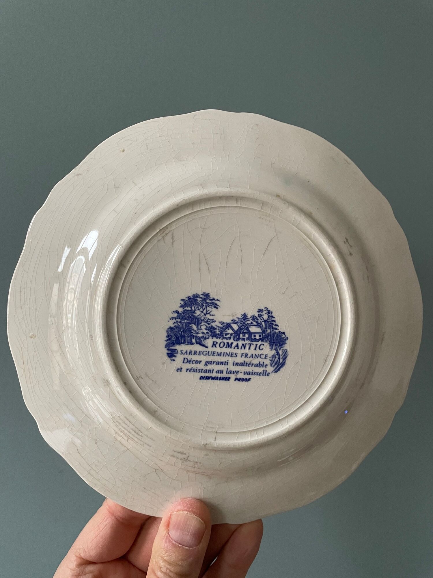 Set of 6 small plates in earthenware from Sarreguemines France, model "Romantic"