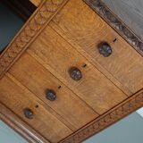 Bureau / Comptoir de Magasin Antique Art Nouveau en Chêne Sculpté, Pays-Bas, Début du 20ème Siècle