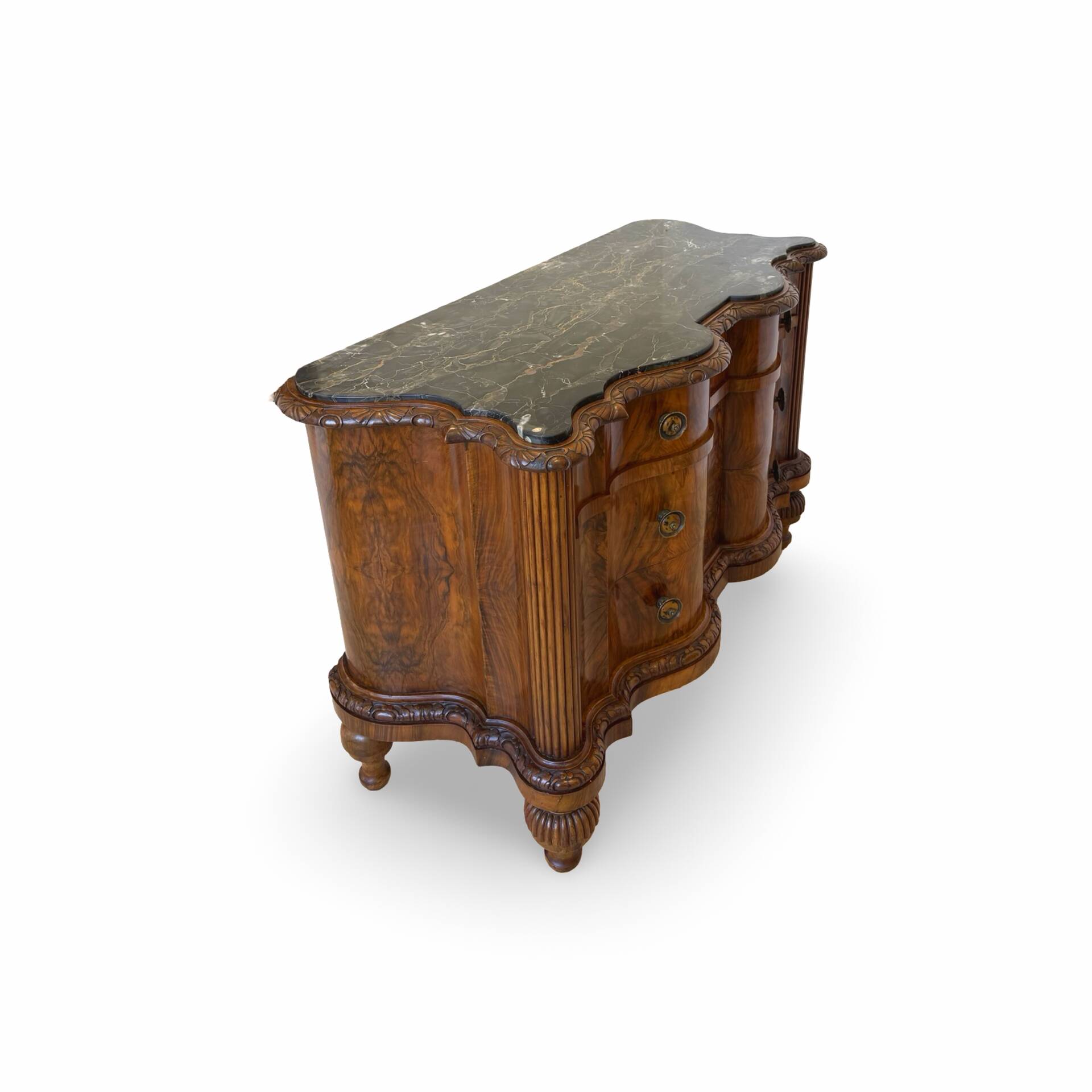 antique walnut serpentine commode