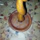 Religious candle holder turned wood