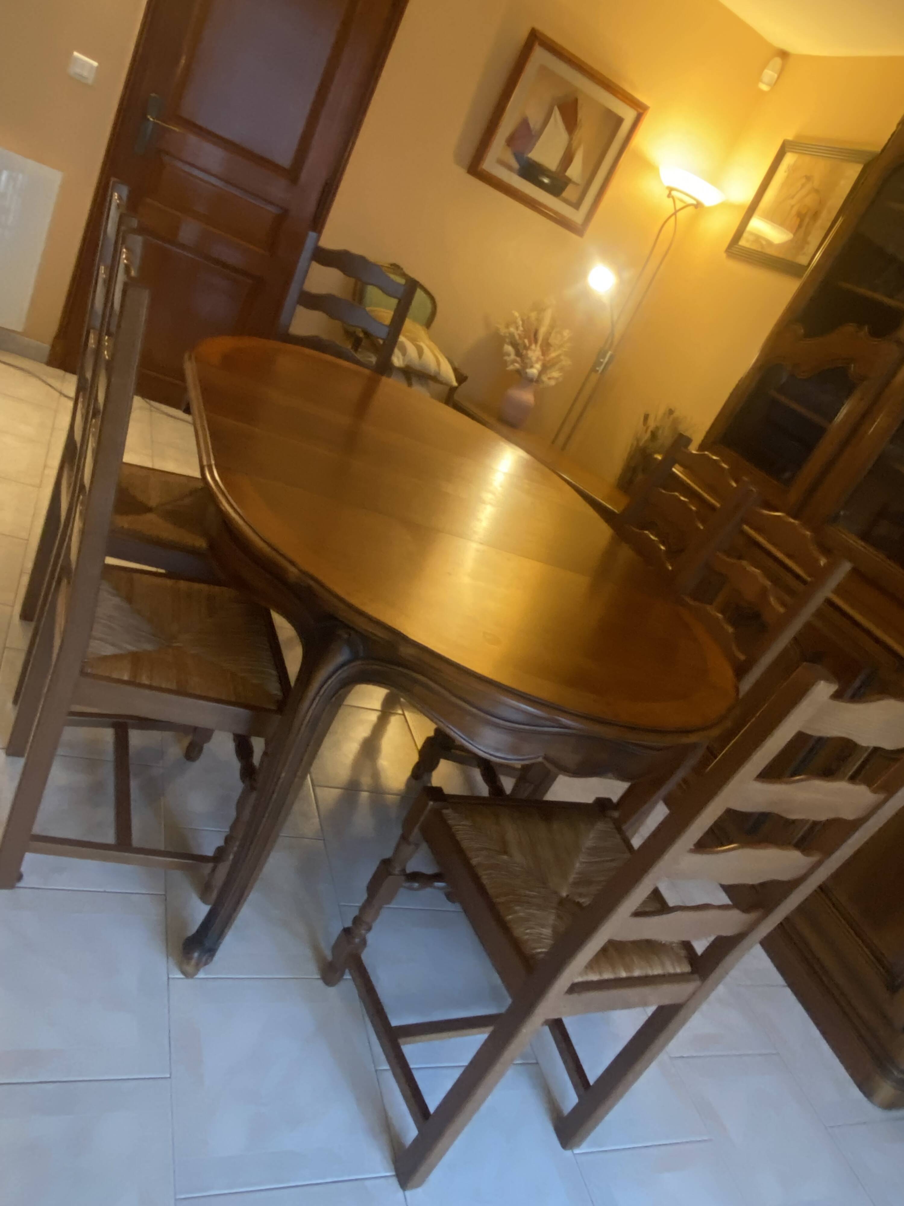 Table in solid cherry wood in Louis XV style.
