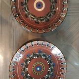 Set of 4 handmade and vintage painted ceramic plates from Bulgaria