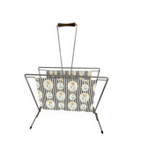 Vintage metal and plastic-coated fabric magazine rack