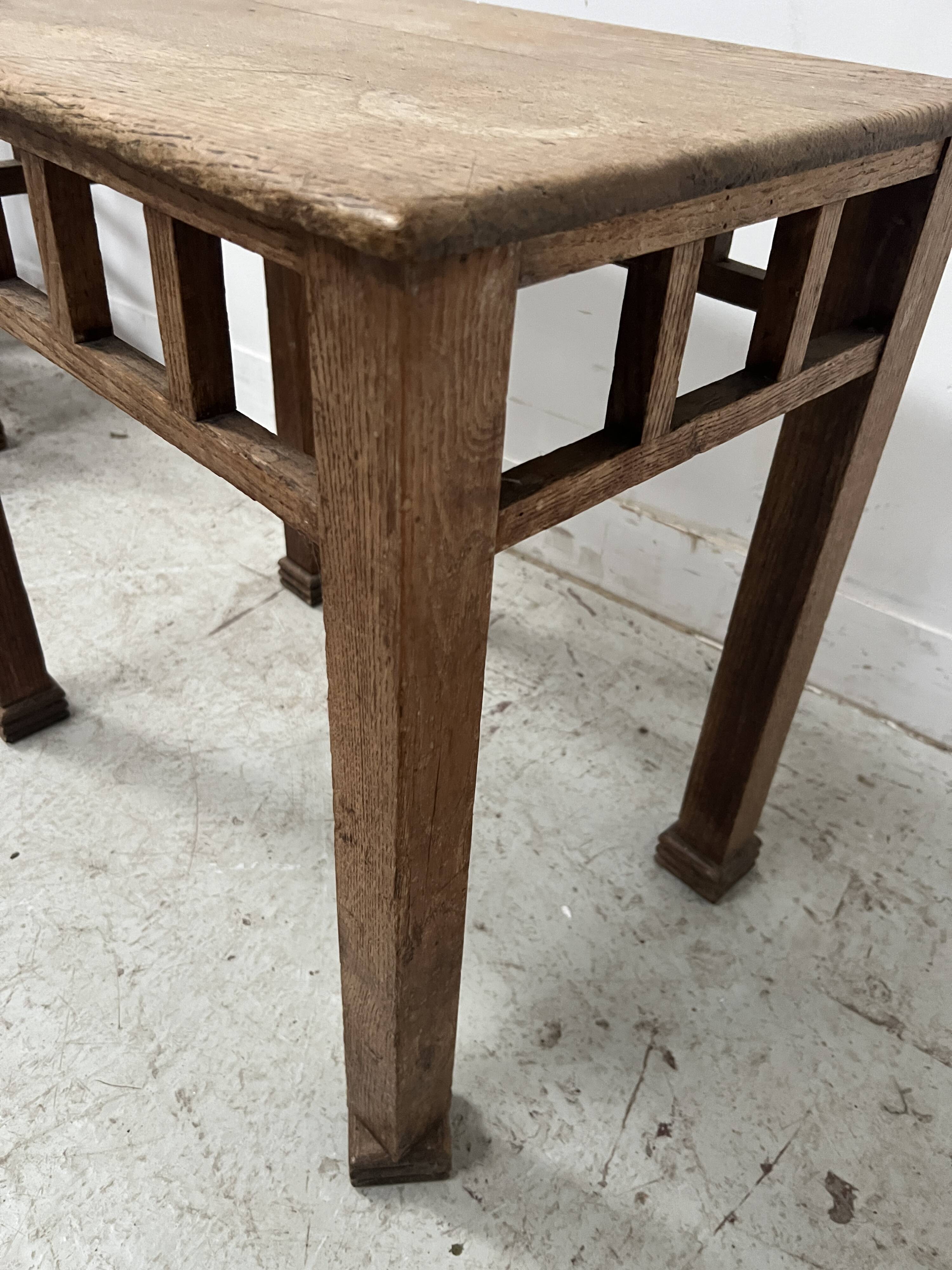 Architectural coffee table in solid oak. 20th century.