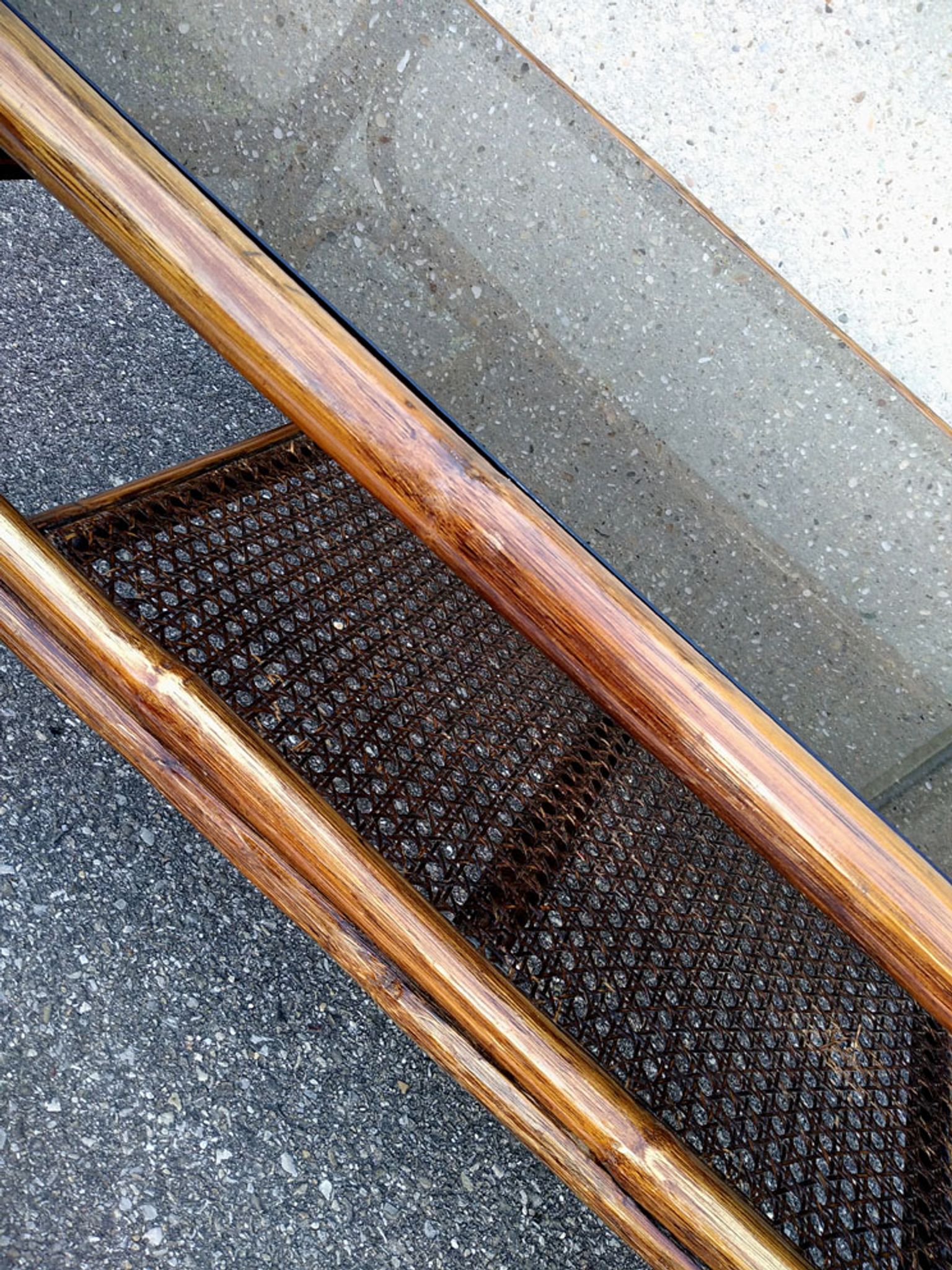 Bamboo coffee table canage and smoked glass