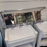 Aluminum wall coat rack with pivoting mirror from the 60s