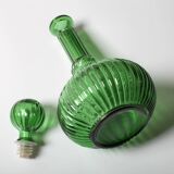 Vintage Emerald Green Glass Decanter / Rare Bottle with Stopper / Empoli