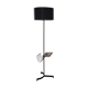 Black metal magazine rack floor lamp with ceramic shelf