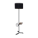 Black metal magazine rack floor lamp with ceramic shelf