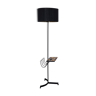 Black metal review door floor lamp with ceramic shelf