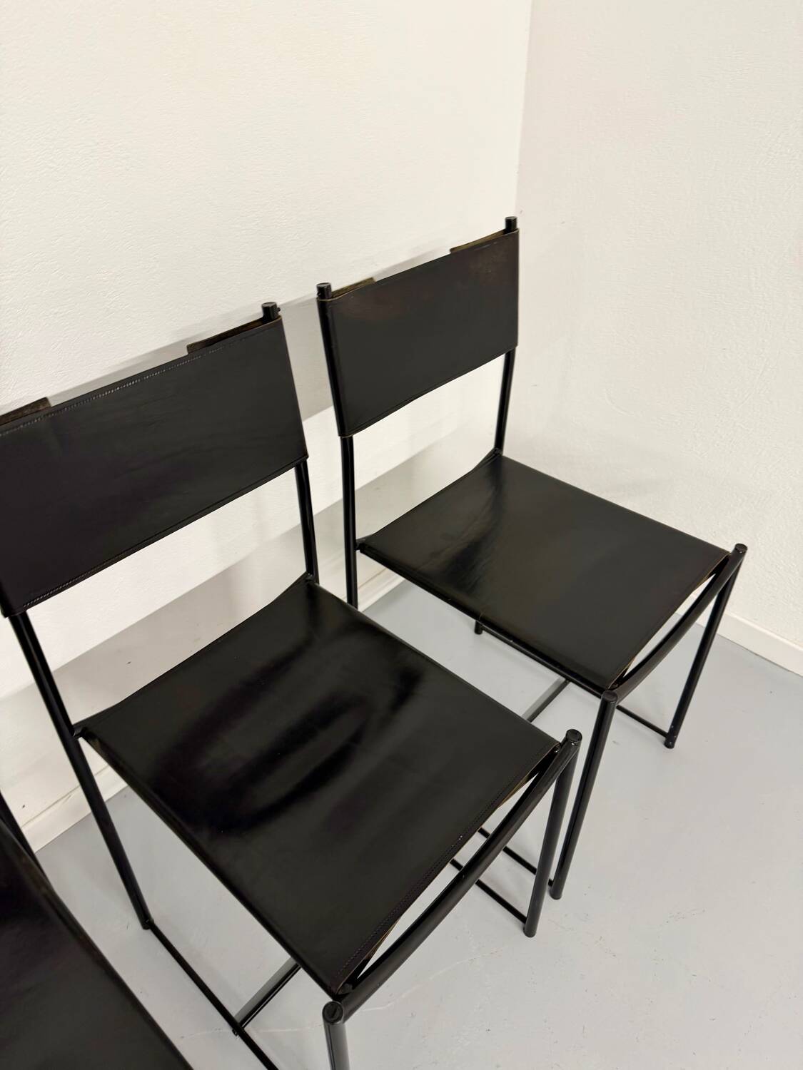 6 chaises en cuir « 101 » design italien Belotti Alias 1980 vintage