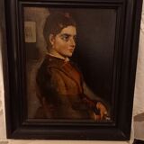 Old portrait, oil on canvas, portrait of a woman, late nineteenth century