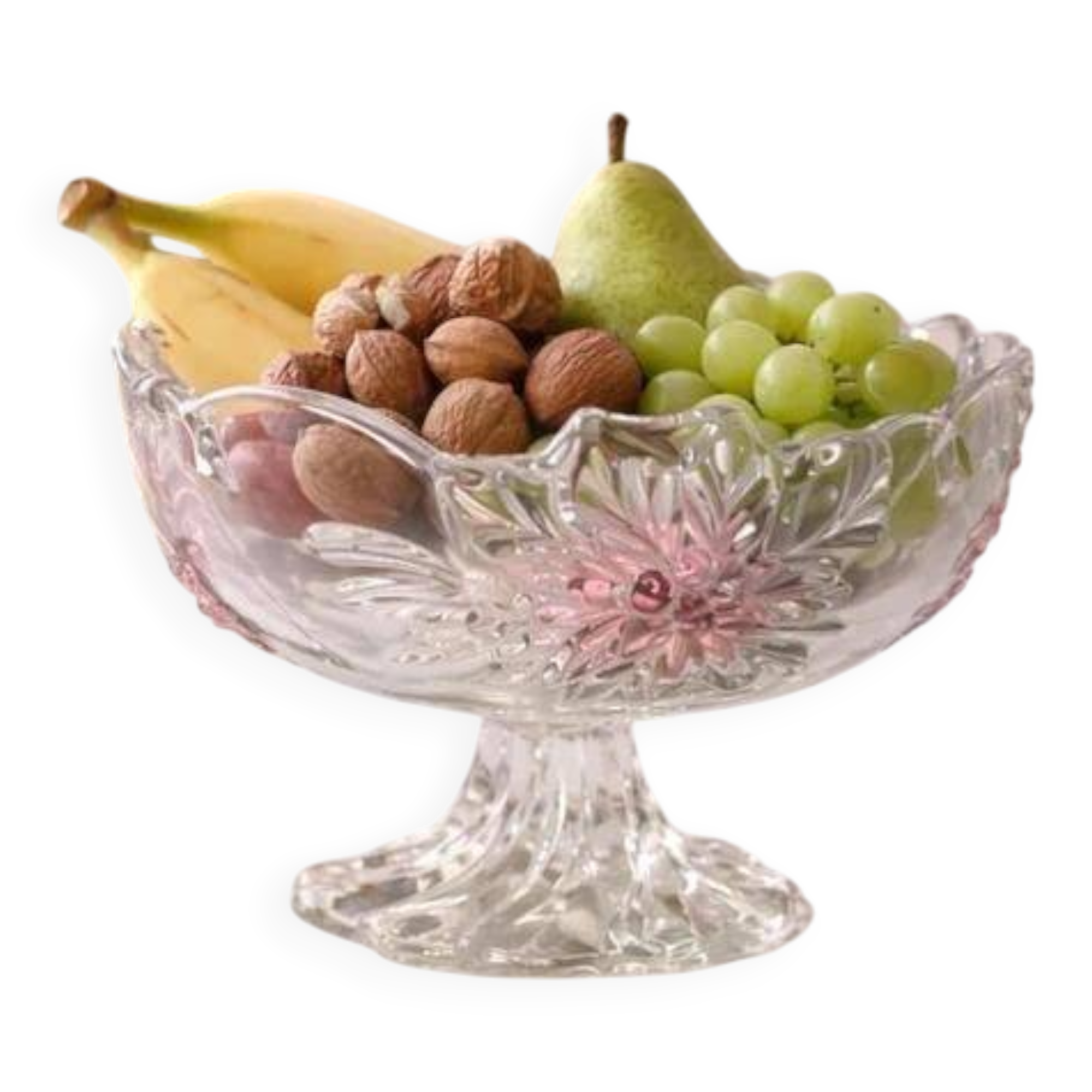 Footed glass fruit bowl