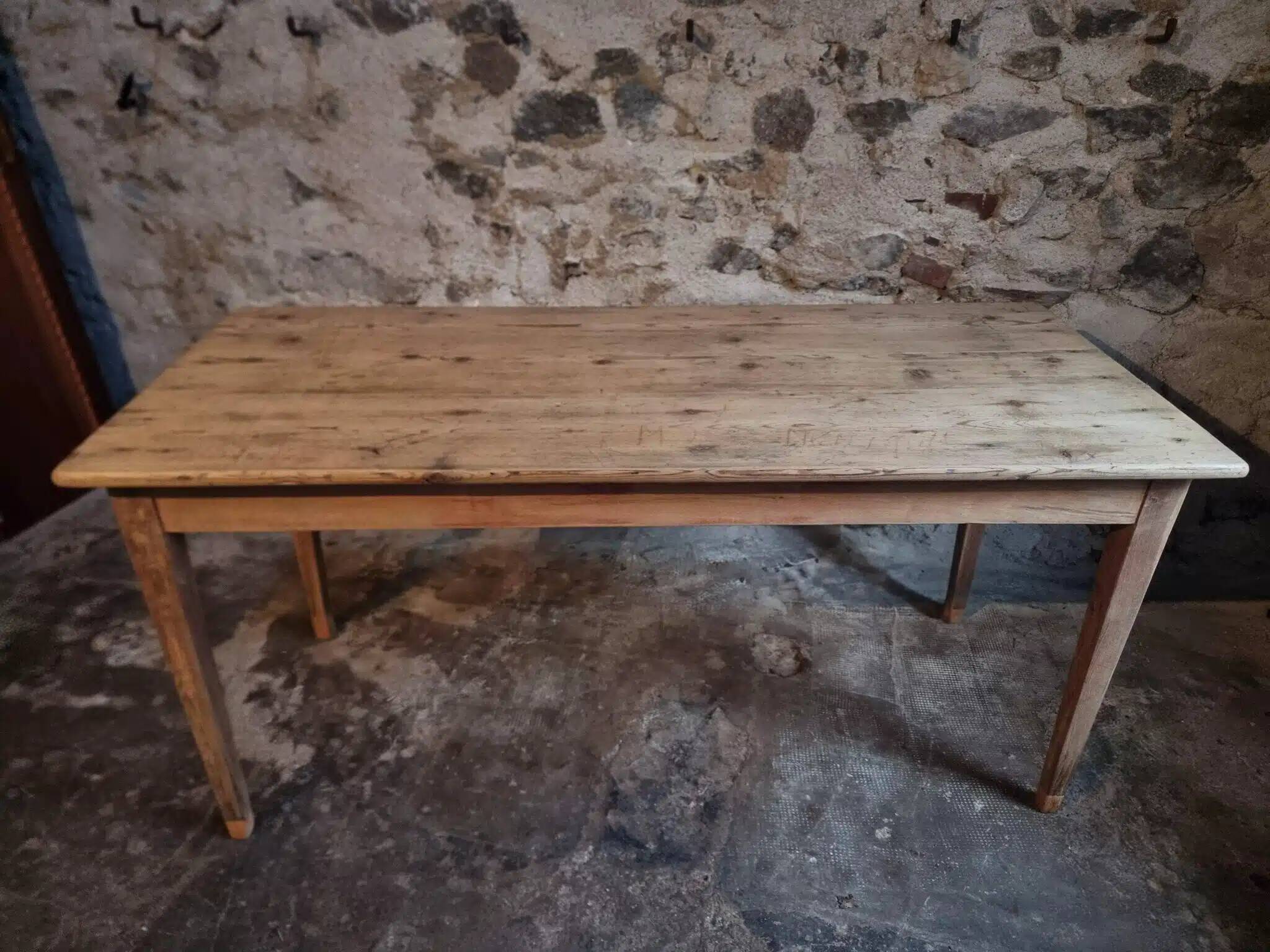 Farm table in solid oak, beech, and pine, early 20th century.