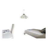 Flower suspension, Iris model, 16 petals in rattan and white linen