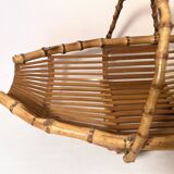 Vintage bamboo rattan wicker basket 1960s country chic