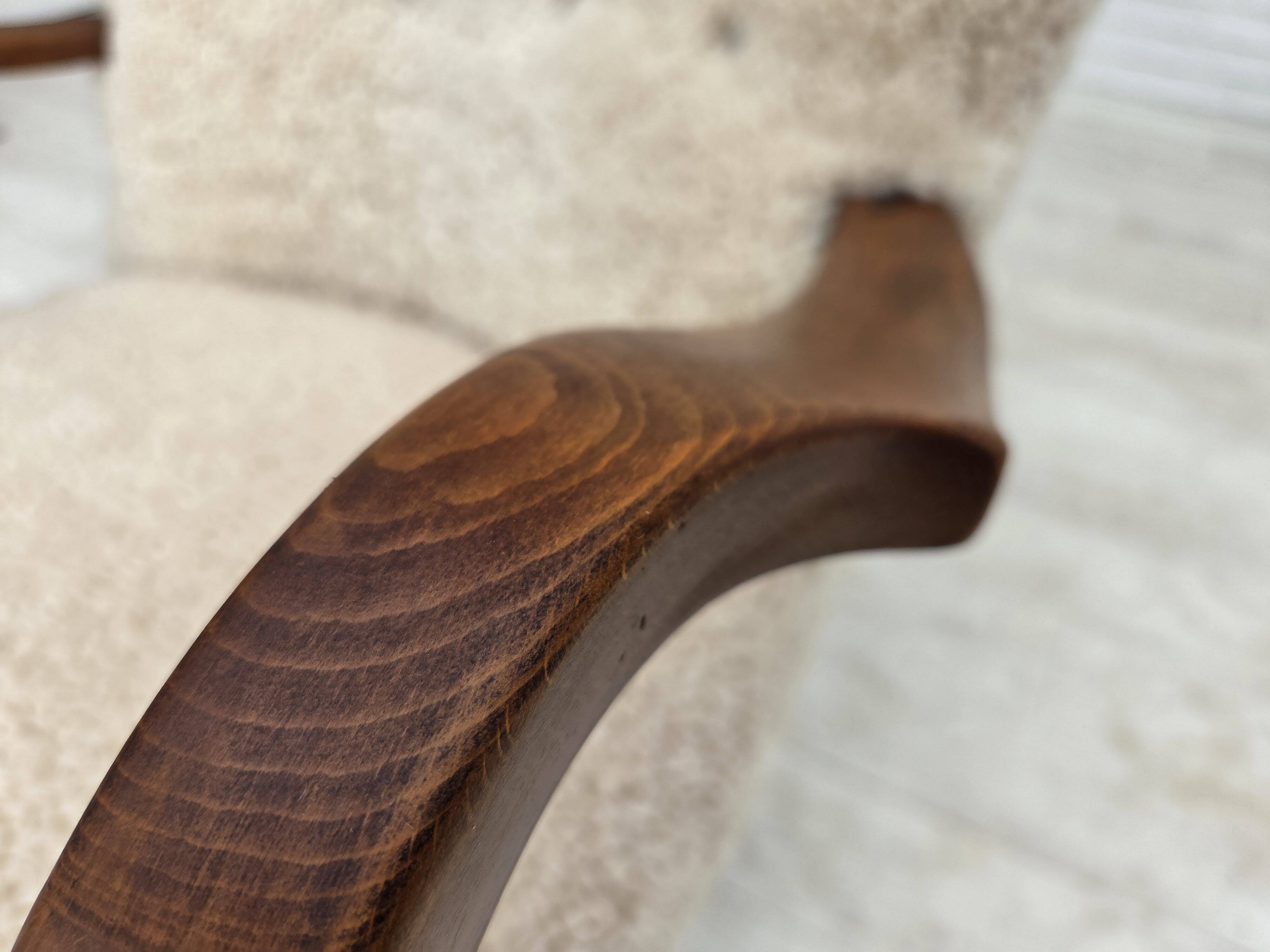 1960s, Danish design by Alfred Christensen, reupholstered, sheepskin.