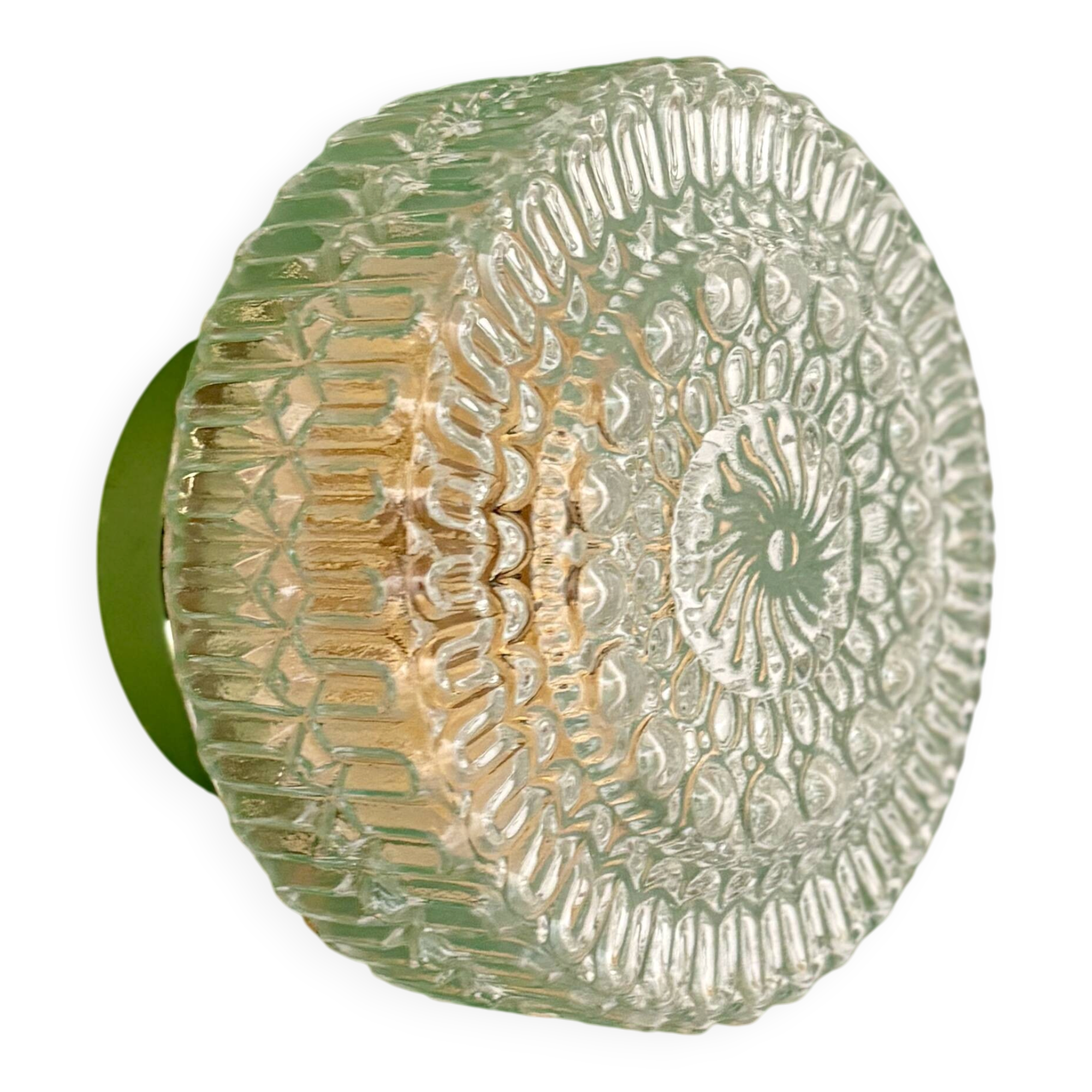 Applique ou plafonnier globe vintage en verre moulé
