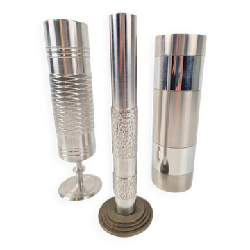 Vases sculpturaux en métal et laiton brutalistes de BMF, Allemagne, années 1960, ensemble de 3