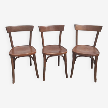 Lot de 3 chaises bsitrot en bois courbé