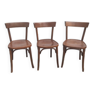 Lot de 3 chaises bistrot en bois courbé