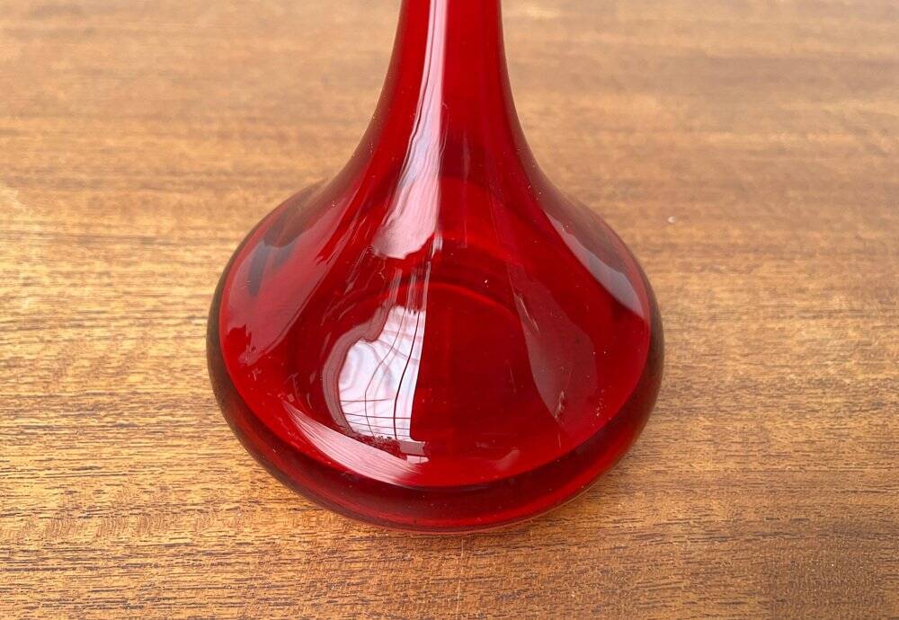Vintage red glass solifleur vase by Cari Zalloni for WMF.