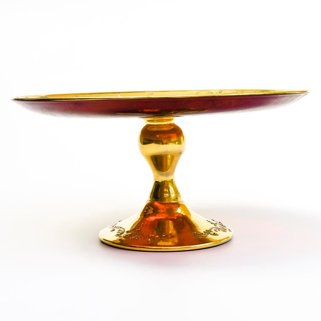 Service 6 glasses and murano dish red ruby gold vintage gold ⋆ Brocante Chic