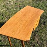 Oak and rattan desk