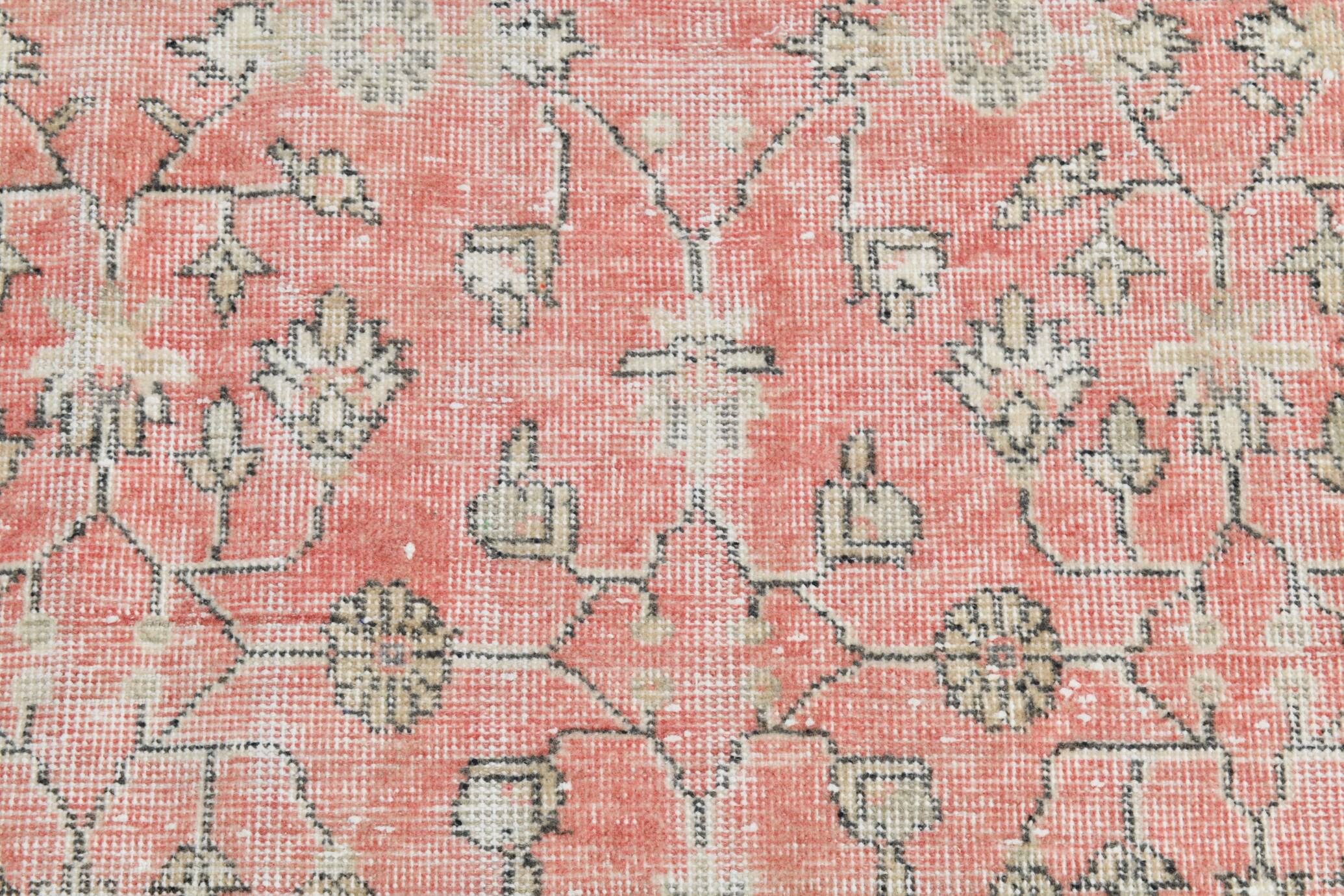 Tapis vintage surdimensionné en laine fait main, couleur pêche pâle, 7 x 11 cm, 219 x 338 cm