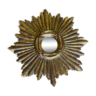 Sun mirror in wood 19cm