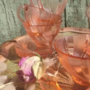Vintage vereco pink cups France six-serve