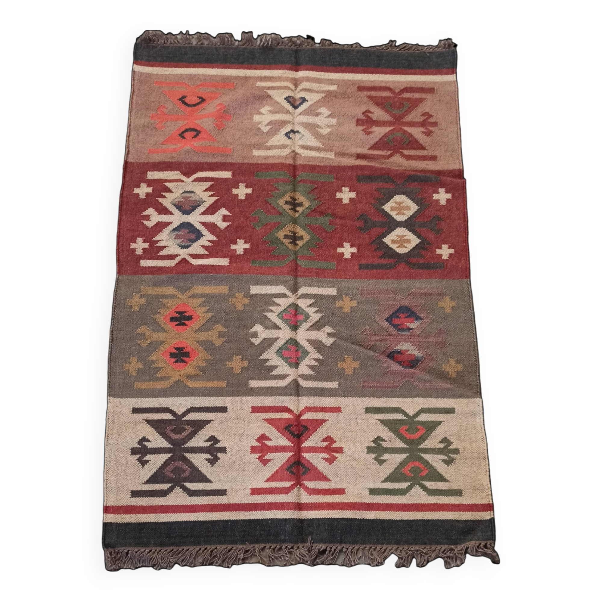 Kilim rug in jute and cotton. 125cm x 195cm
