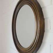 Large Vintage Wall Mirror Turned Oak Wood Round Vanity Mirror Rustic