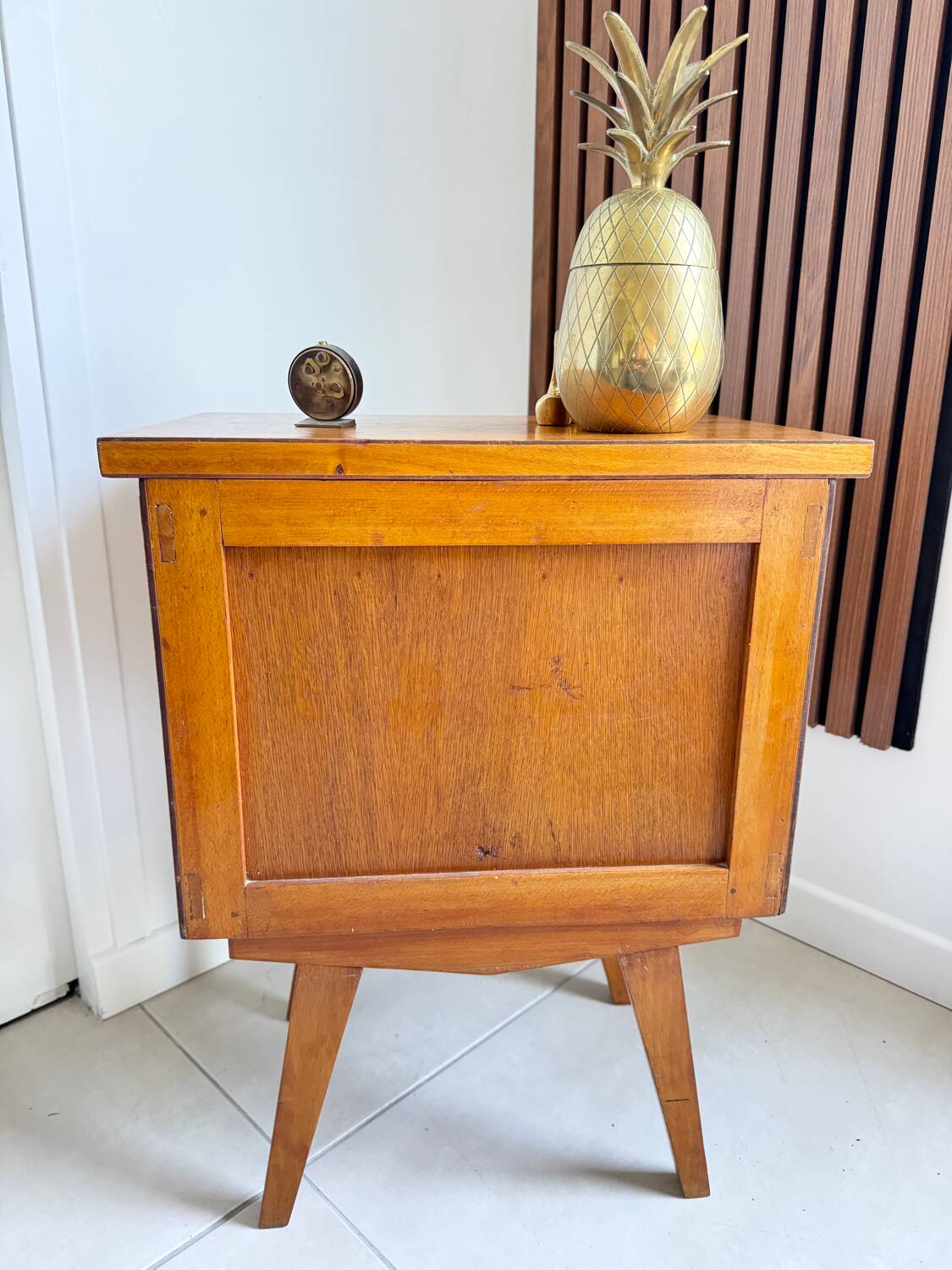 Vintage compass leg bedside table